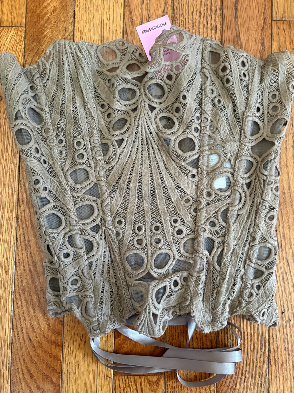 PrettyLittleThing Olive Green Lace-Up Corset Top